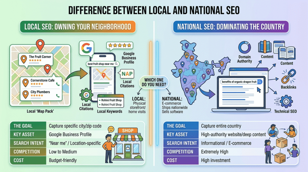 difference between local and national SEO