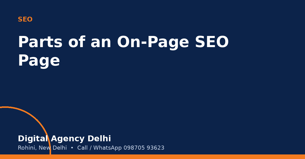 Web page layout showing title tag, headings and content sections